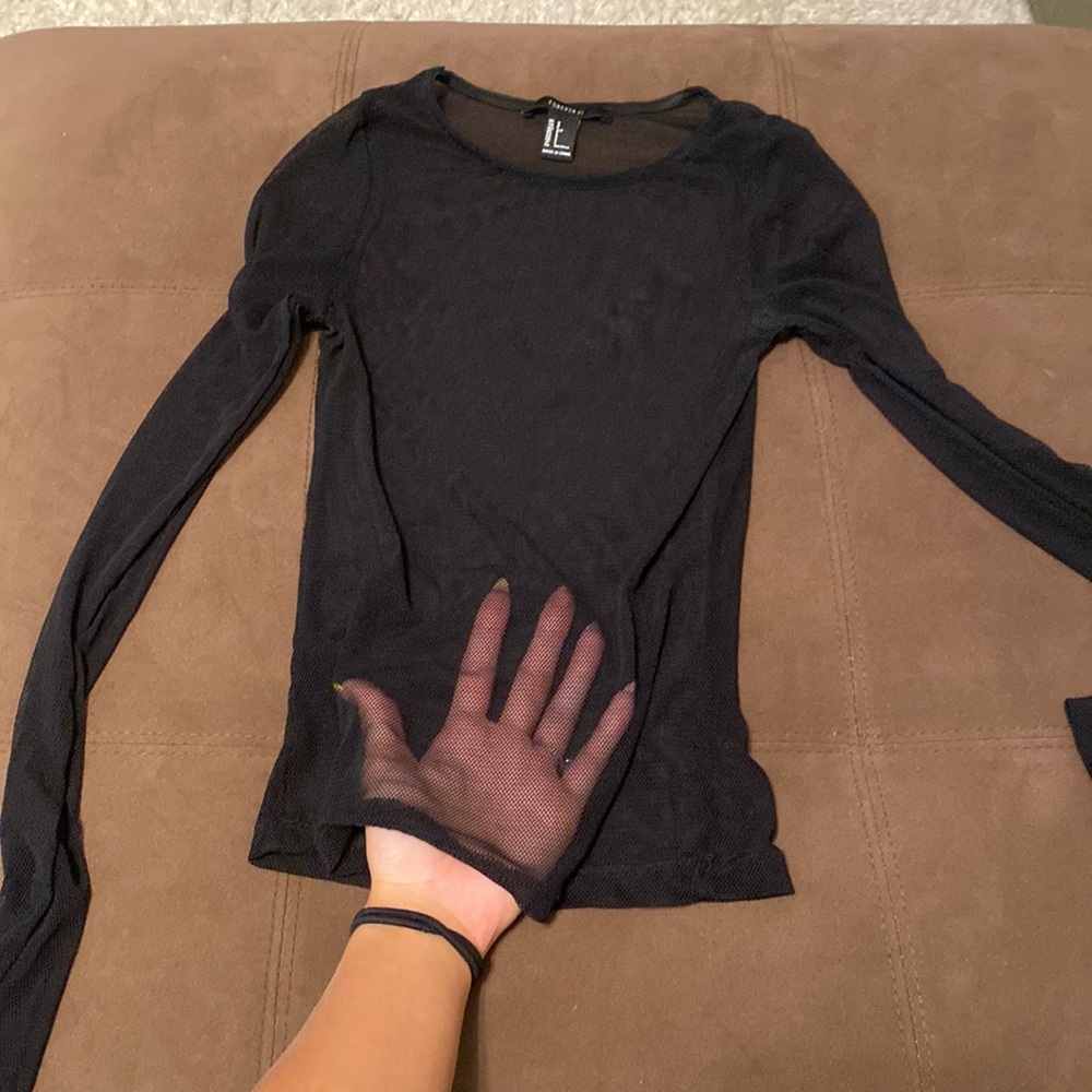 Black Forever 21 mesh long sleeve shirt